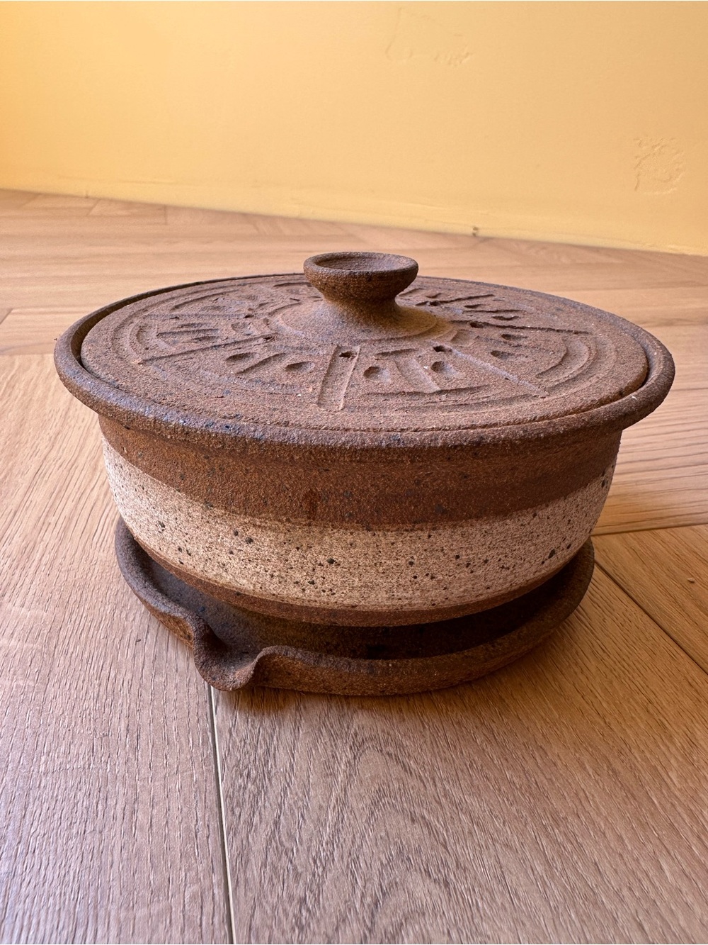 Handmade Stoneware Incense Burner Bowl with Mesh Screen Insert